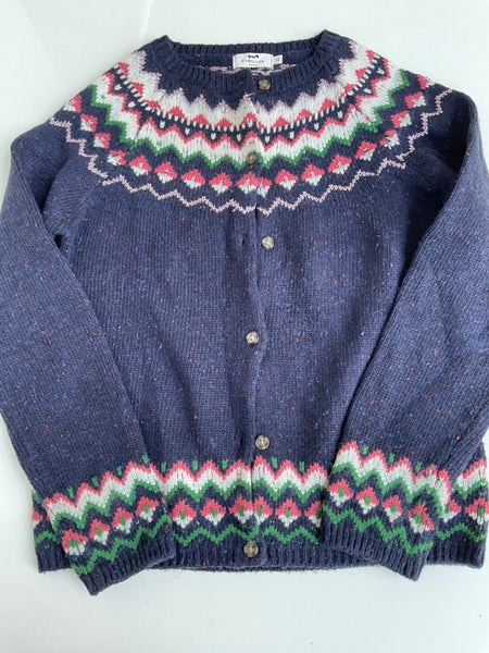 Cyrillus Strickjacke 152 Blau mit mehrfarbigem Muster / Norweger