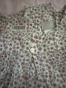 Cyrillus Bluse 98/104 Weiß mit Blumenmuster in Rot und Grau