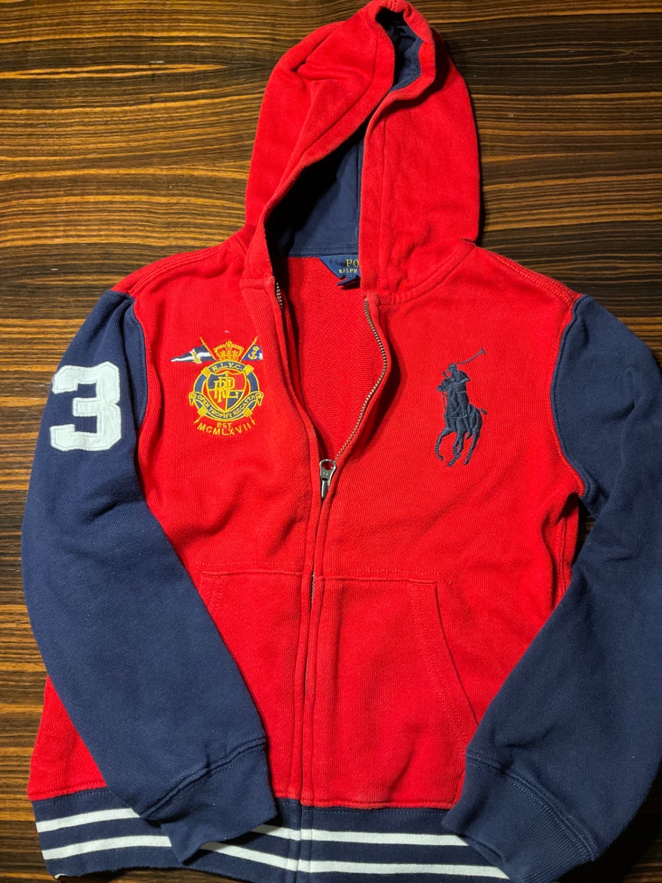 Polo Ralph Lauren Kapuzenjacke mit ZIP 122 Rot und Blau