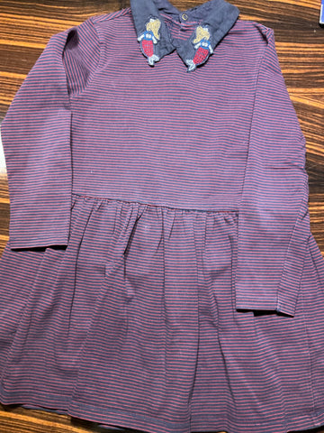 IKKS Kleid Kragen beschädigt Naht 110 Blau mit roten Streifen Kragen