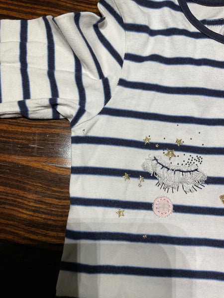 Catimini Kleid Loch am rechten Arm  Weiß und Blau