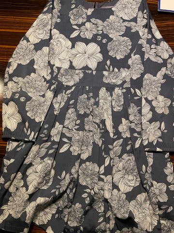 Creamie Kleid 110 Dunkelgrau mit weißem Blumenmuster