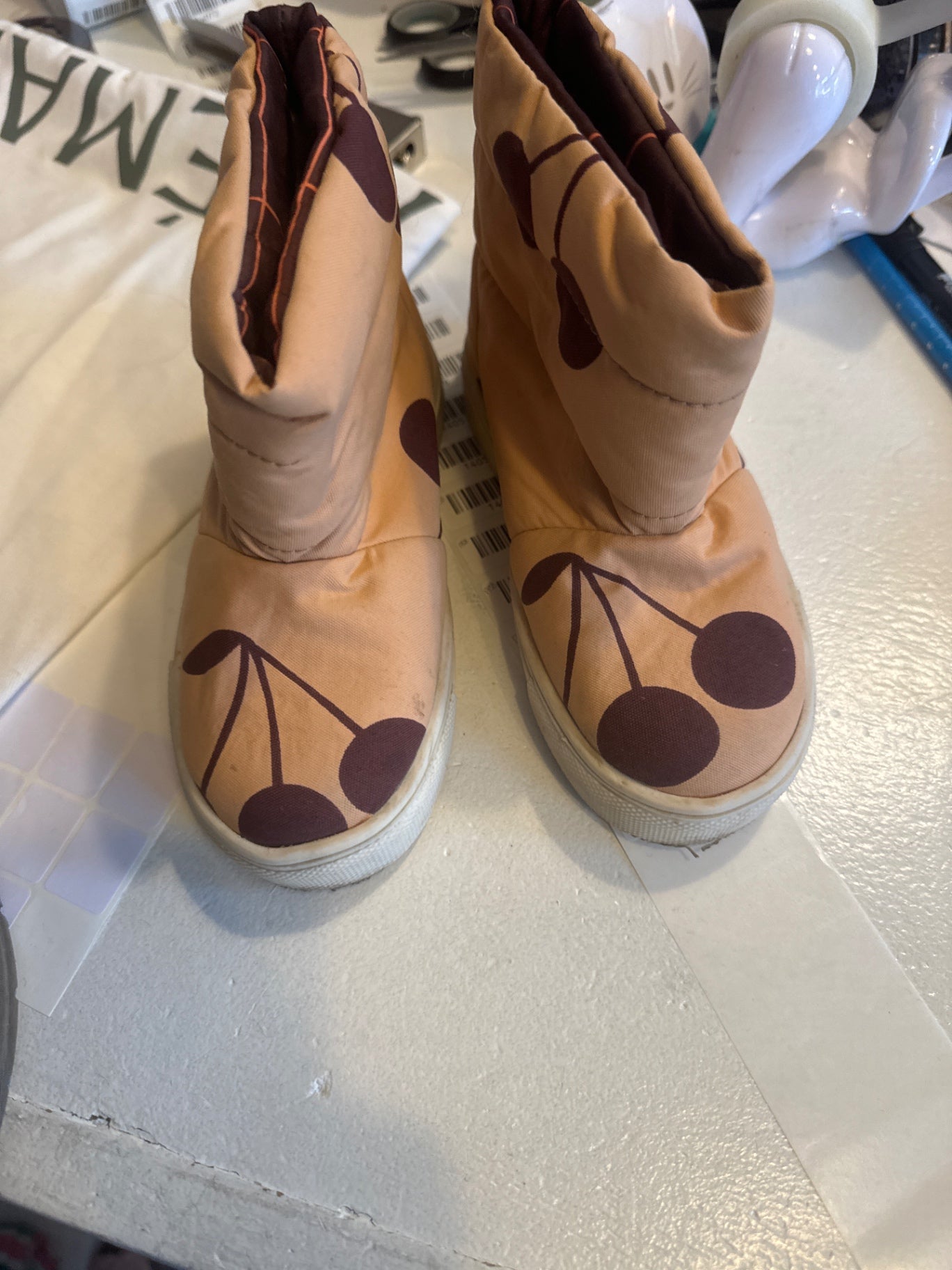 Bonpoint  Stiefel 26 Beige mit roten Kirschen