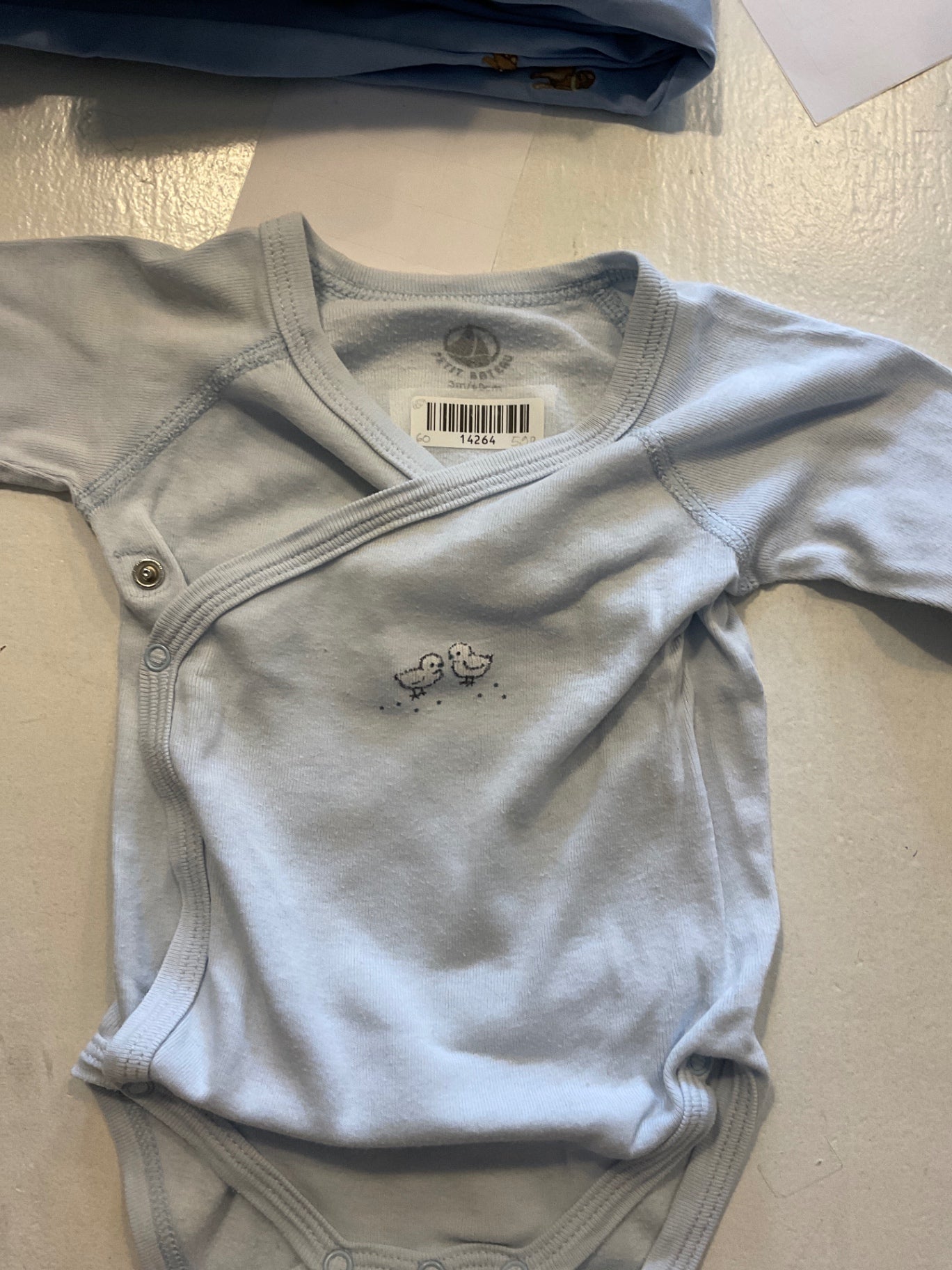 Petit Bateau Babybody 60 Hellblau