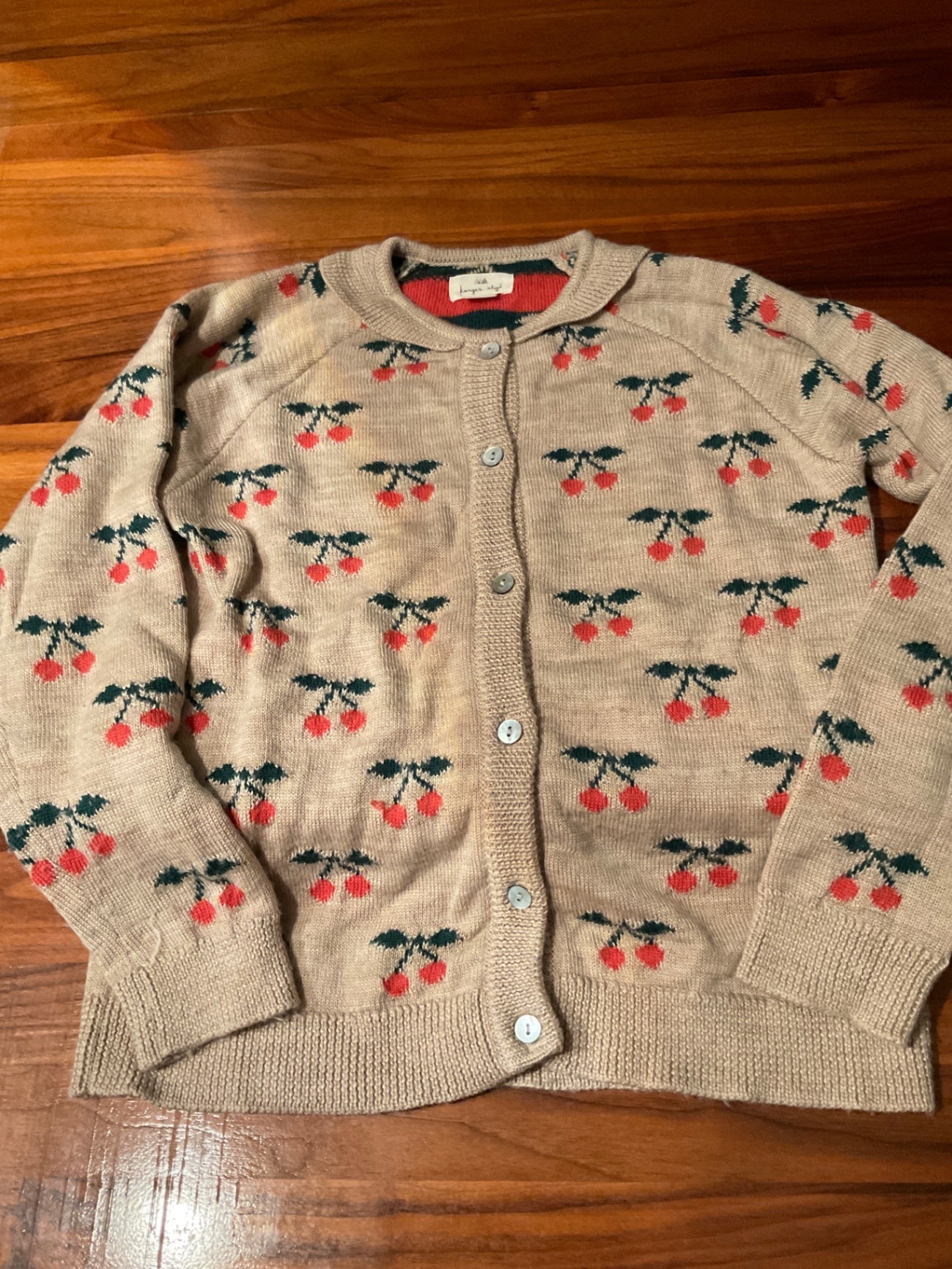 Konges Sløjd Strickjacke 134/140 Beige / 🍒