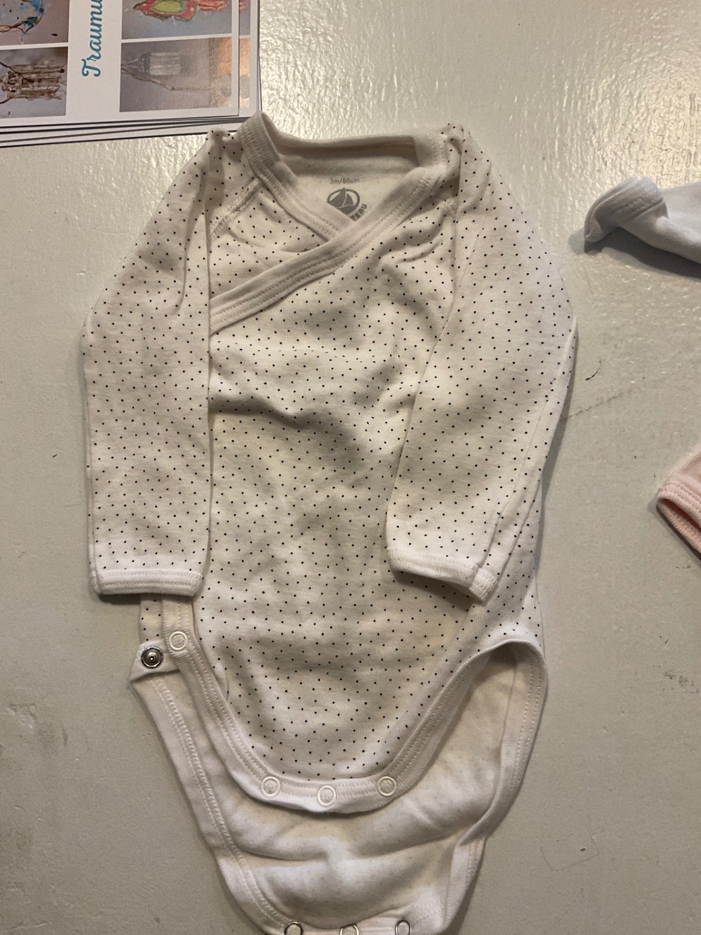 PETIT BATEAU Baby-Body 60 Weiß mit schwarzen Punkten