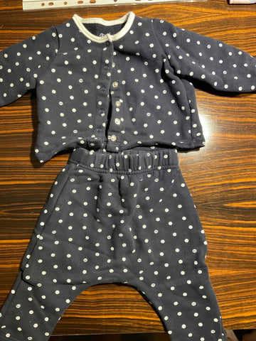 PETIT BATEAU Pyjama Set 68 Dunkelblau mit weißen Punkten
