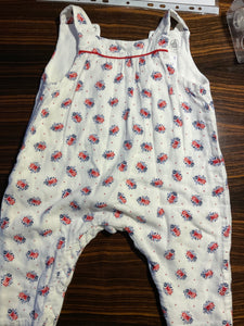 PETIT BATEAU Strampler 60 Weiß mit rotem und blauem Muster