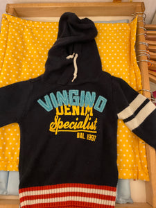 Vingino Pullover 116 Schwarz mit blauen, gelben und roten Details